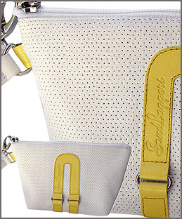 Mini Caddy Purse Yellow/ White Leather
